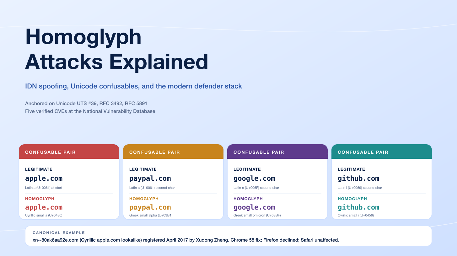 Homoglyph Attacks Explained: IDN Spoofing, Unicode Confusables, and Defenses